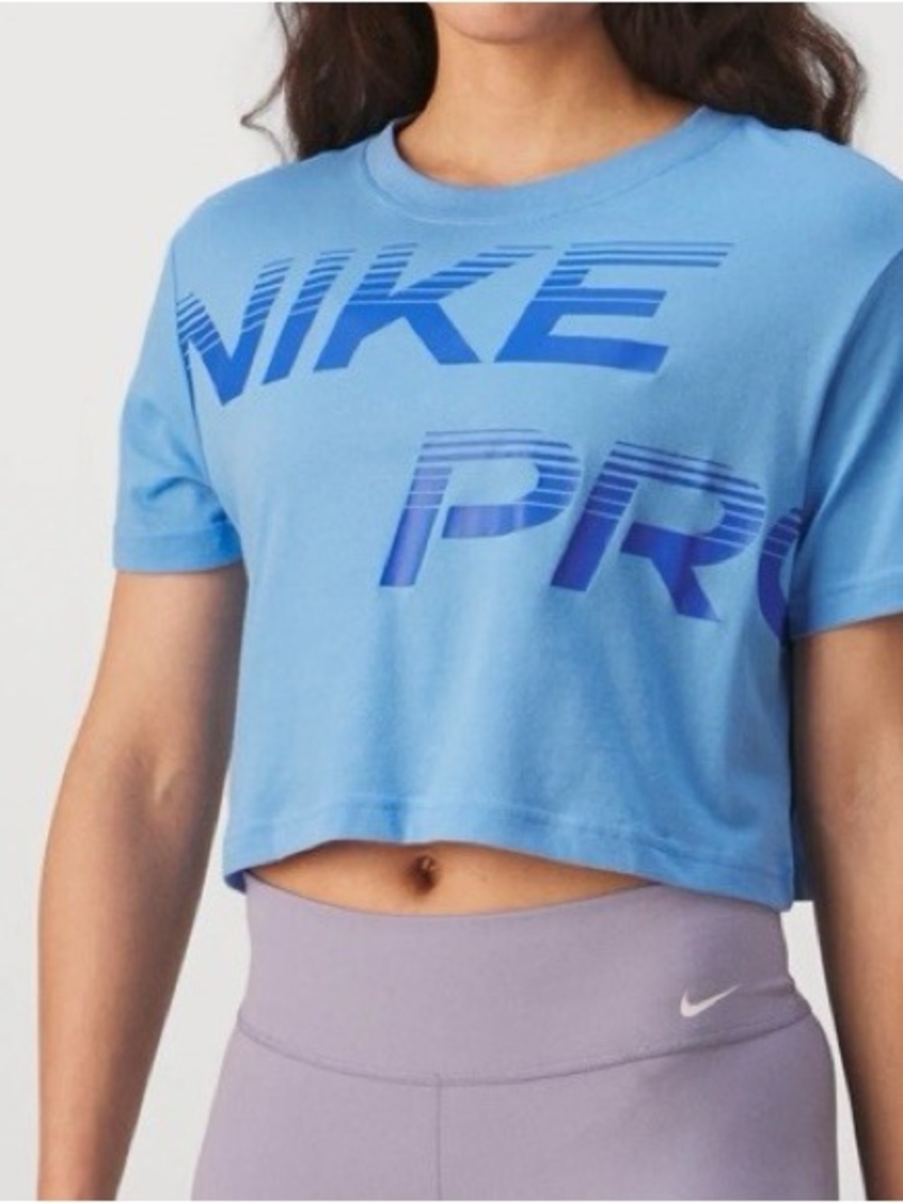 NWT - Nike Light Blue Cropped Graphic Tee